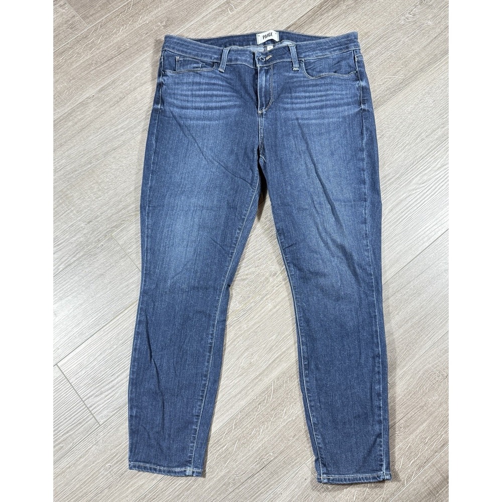 Paige Women Blue Denim Medium Wash Verdugo Crop Ankle Jean Size 32 - Picture 2 of 8